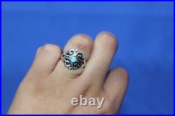 James Avery Sterling Silver Synthetic Aquamarine Spanish Lace Ring Size 6.5