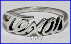 James Avery Sterling Silver Texas Script Retired State Ring Size 9-1/4