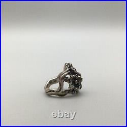 James Avery Sterling Silver Triple Flower Dogwood Floral Dome Ring Retired Sz 3