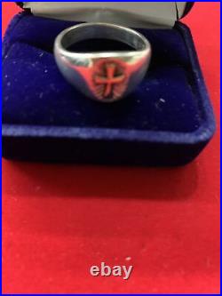 James Avery Sterling Silver With 14Kt Gold Cross Ring Size 9.5