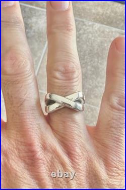 James Avery Sterling Silver X Cross Over Band Ring Retired Sz 9.5