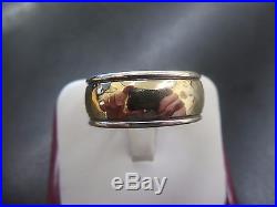 James Avery Sterling Silver and 14K Gold Simplicity Hammered Mens Band Ring