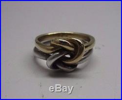 James Avery Sterling Silver and 14K Yellow Gold Original Lovers Knot Ring Size 8