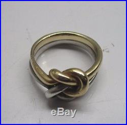 James Avery Sterling Silver and 14K Yellow Gold Original Lovers Knot Ring Size 8