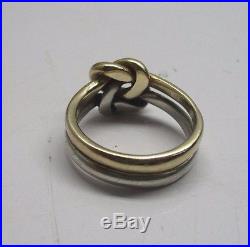 James Avery Sterling Silver and 14K Yellow Gold Original Lovers Knot Ring Size 8