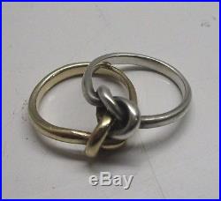 James Avery Sterling Silver and 14K Yellow Gold Original Lovers Knot Ring Size 8