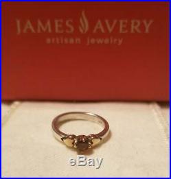 James Avery Sterling Silver and 14k Yellow Gold Ring With Garnet Hearts RARE