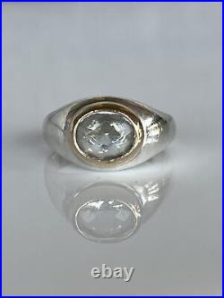 James Avery Sterling Silver with 14k gold Oval White Sapphire Size 11.25