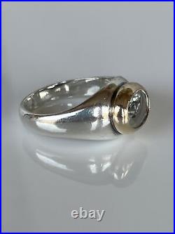 James Avery Sterling Silver with 14k gold Oval White Sapphire Size 11.25