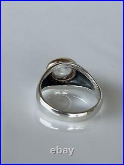 James Avery Sterling Silver with 14k gold Oval White Sapphire Size 11.25