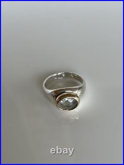 James Avery Sterling Silver with 14k gold Oval White Sapphire Size 11.25