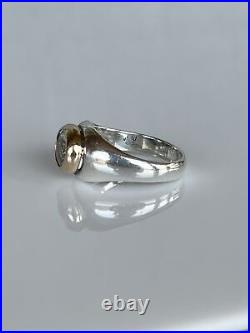 James Avery Sterling Silver with 14k gold Oval White Sapphire Size 11.25