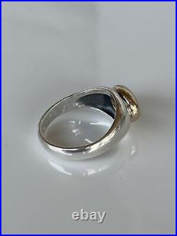 James Avery Sterling Silver with 14k gold Oval White Sapphire Size 11.25