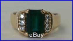 James Avery Syn Emerald with Diamonds Ring 18k Solid Yellow Gold Sz 5. 6.5 grams
