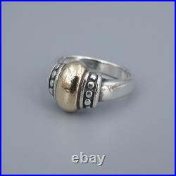 James Avery Thatch Ring Band Sterling Silver 14k Gold Dome Size 7 Retired RS3824