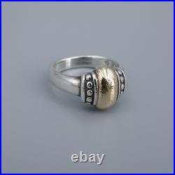James Avery Thatch Ring Band Sterling Silver 14k Gold Dome Size 7 Retired RS3824