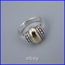 James Avery Thatch Ring Band Sterling Silver 14k Gold Dome Size 7 Retired RS3824
