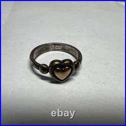 James Avery True Heart Ring 14K Yellow Gold Sterling Silver Size 6