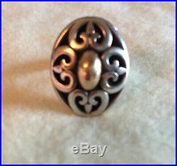 James Avery Vintage SS &14k Gold Oval Scrolled Dome Ring