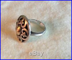James Avery Vintage SS &14k Gold Oval Scrolled Dome Ring