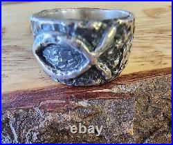 James Avery WIDE Size 11 Textured Fish Ring Sterling Silver NEAT Piece, RETIRED