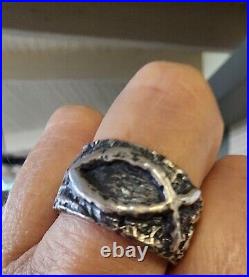 James Avery WIDE Size 11 Textured Fish Ring Sterling Silver NEAT Piece, RETIRED
