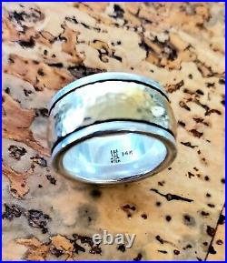 James Avery Wide 14kt Gold and Sterling Silver Hammered Band Ring PRETTY