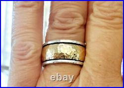 James Avery Wide 14kt Gold and Sterling Silver Hammered Band Ring PRETTY