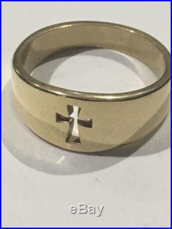 James Avery Wide Crosslet Band Ring, Size 8.5, 14k gold