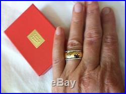James Avery Wide Hammered 14k Yellow Gold and Sterling Silver Ring Band sz 8.0