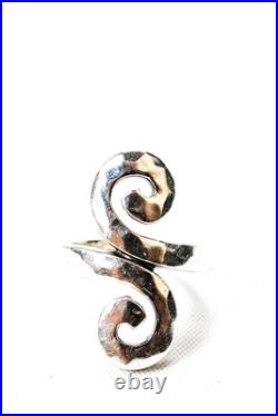James Avery Womens Sterling Silver Hammered Double Swirl Ring Size 5.5 7.6g James Avery Womens Sterling Silver Hammered Double Swirl Ring Size 5.5 7.6g