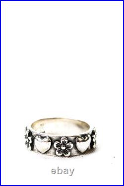 James Avery Womens Sterling Silver Hearts + Flowers Band Size 3.5 3.8g James Avery Womens Sterling Silver Hearts + Flowers Band Size 3.5 3.8g