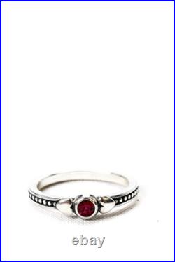 James Avery Womens Sterling Silver Lab Created Ruby Small Hearts Band Size 5.5 2