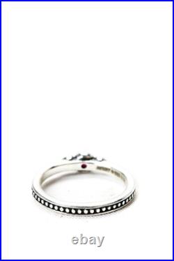 James Avery Womens Sterling Silver Lab Created Ruby Small Hearts Band Size 5.5 2