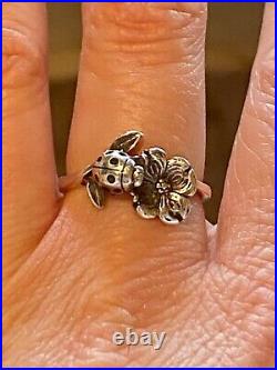 James Avery dogwood flower and ladybug ring retired size 8