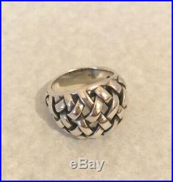 James Avery large basket weave woven sterling silver ring size 8.5