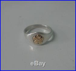 James Avery rare retired petite flower 14k gold sterling silver ring 7.5 womens