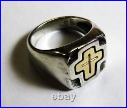 James Avery retired cross ring 14k + sterling men's size 9.5