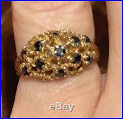 James Avery, retired, yellow gold ring with 11 sapphires, 14K gold, size 6.5