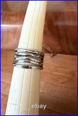 James Avery sterling silver hammered wide stacked band ring