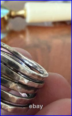 James Avery sterling silver hammered wide stacked band ring