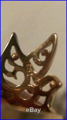 James Avery unique Dove Ring. Rare retired 14 kt yellow gold. Size 8.5-9
