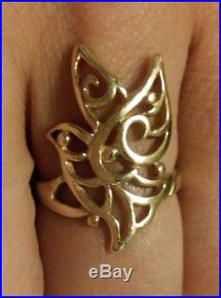 James Avery unique Dove Ring. Rare retired 14 kt yellow gold. Size 8.5-9