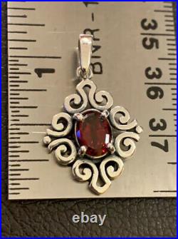 James avery Scrolled Garnet Penant Excelent Cond & Gift Box 925SS