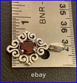 James avery Scrolled Garnet Penant Excelent Cond & Gift Box 925SS
