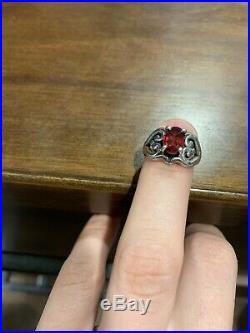 James avery Scrolled Heart garnet ring