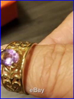 James avery open adorned 14k yellow gold and amethyst ring retired