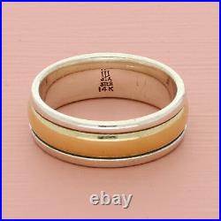 James avery sterling silver & 14k gold simplicity wedding band ring size 7