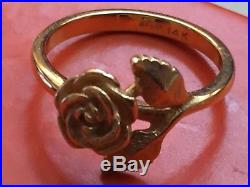 Lovely Retired James Avery 14K Gold Small Rose Ring Size 4.25