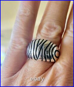 MINT! Retired James Avery Dome Ring withGeometric Lines Silver, Beautiful! RARE! 8